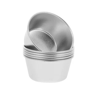 6 Pezzi Rivestimento Antiaderente Budino Tazza Cupcake Coppe da Forno Mini Rotondo Dessert - Foto 1 di 12