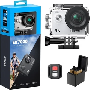 AKASO EK7000 4K30FPS 20MP WiFi Action Camera with EIS Ultra HD 131FT Silver - Picture 1 of 9