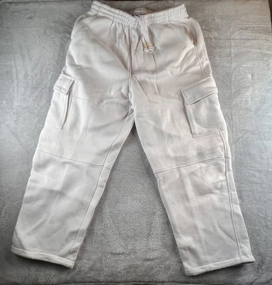 Koman Cargo Sweat Pants Mens XXL White Baggy Heavy Hip Hop Y2K - Image 1 of 4