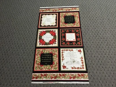 Christmas Fabric Panel Benartex Michele D’Amore 6 Blocks Season’s Greetings - Image 1 of 4