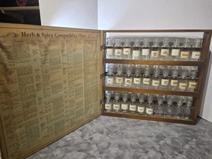 1965 Three Mountaineers Herbs And Spice Rack Cabinet FULL WITH 30 BOTTLES - Picture 1 of 11