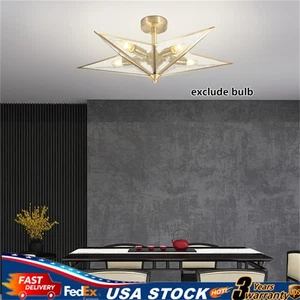 Modern Chandelier Metal LED Pendant Lamp Gold 5Light Glass Ceiling Light Fixture - Picture 1 of 12