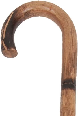 Oak Wood Cane, Round Handle, Crook Style, Walking Aid with Slip Resistant Rubber - Image 1 of 4