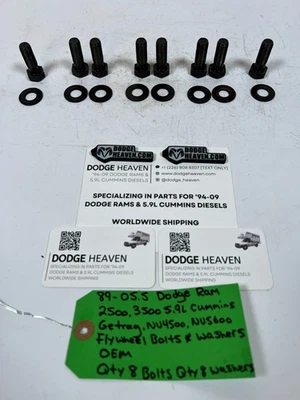 Tornillos y arandelas de volante de inercia OEM 1989-2005.5 Dodge Ram Cummins NV4500 NV5600 CANTIDAD 8 Foto 1 de 4