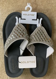Gold Toe Women’s Size 10 Rhinestone Thong Sandals NWT - Picture 1 of 7