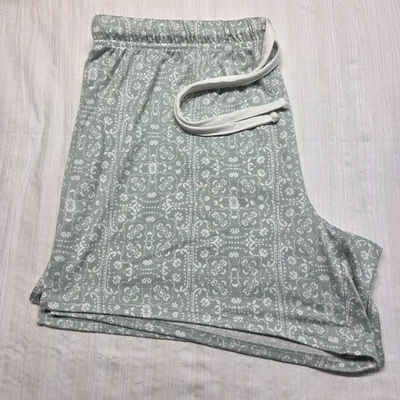 Pantalones Cortos Lucky Brand Medianos Verde Claro Estampado Blanco Cordón Verano Salón Pj Foto 1 de 4
