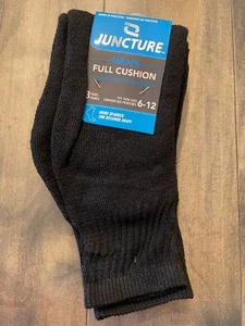Calcetines negros Juncture Full Cushion para hombre, 3 pares, se adapta a tallas de zapatos 6-12 nuevos con etiquetas - Imagen 1 de 1