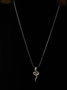 Collar colgante plateado ZIR serpiente Swarovski 15,5"" nuevo sin etiquetas $199 #130 - Imagen 1 de 4