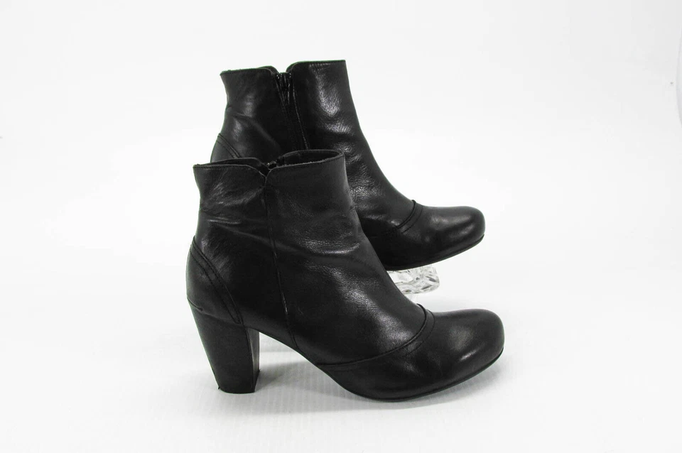 Miz Mooz Womens Boot Size 10M Black Leather Ankle Bootie Pre Owned vq - Image 1 of 4