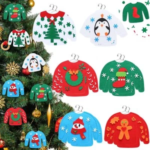 12 Pcs Ugly Sweater Ornaments DIY Christmas Ugly Sweater Tree Ornament Crafts... - Picture 1 of 7