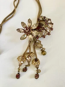 Vintage Alice Caviness lila Lavendel Kette Quaste filigran Strass Halskette - Bild 1 von 5