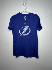 NHL Tampa Bay Lightning Top Girls Size XL 16 Blue V-Neck Hockey Distressed Shirt - Picture 1 of 3