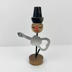 Johnny Guitar Vintage 1950s Mid Century Modern Wood Figurine Metal Bottle Opener - Picture 1 of 6