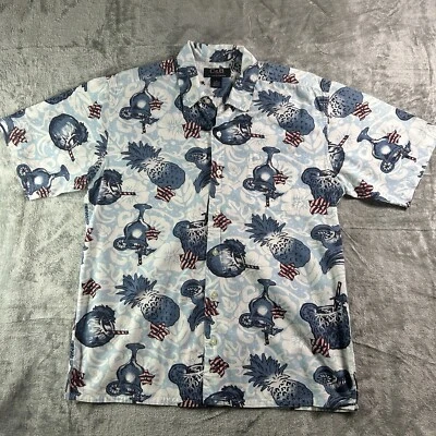 Camisa Croft and Barrow Para Hombres Azul Piña y Cóctel Hawaiana Abotonada Talla M Foto 1 de 4