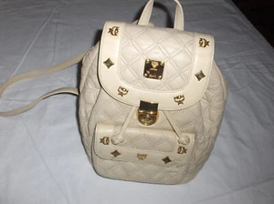 Original MCM Vintage Gestepptes Leder Rucksack Creme Made in Germany - Bild 1 von 18