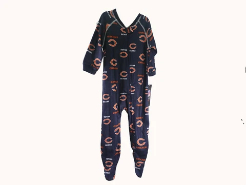 Chicago Bears Official NFL Apparel Baby Infant Size Pajama Sleeper Bodysuit Tags Cover