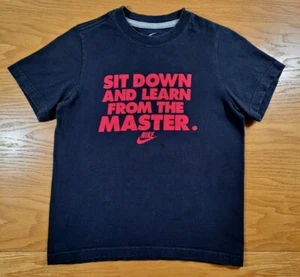 NIKE "Sit Down And Learn From The Master" Black 100% Cotton T-Shirt Youth XS - Picture 1 of 2