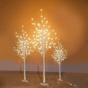Lighted Birch Tree, Pack of 3 Prelit Christmas Tree 4Ft 5Ft 6Ft, Indoor and Outd - Picture 1 of 9