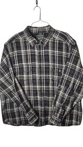 Woolrich Flannel Button Shirt Adult 2XL XXL Mens Classic Black and White Plaid - Picture 1 of 4