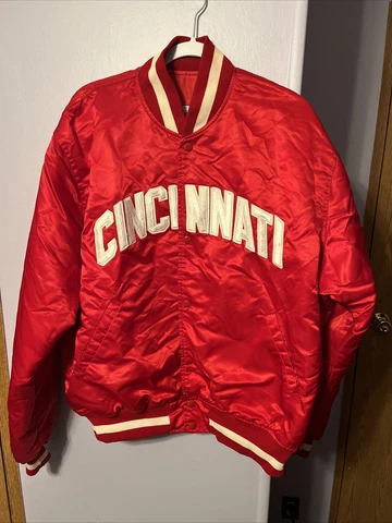 VTG 90s CINCINNATI REDS MLB THROWBACK STARTER SATIN DIAMOND COLLECTION JACKET XL Cover