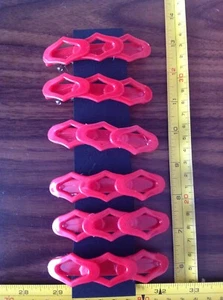 OLD RETRO 60s VINTAGE Joblot Bundle RED Plastic HAIR SLIDES GRIPS CLIPS x6 New - Picture 1 of 5