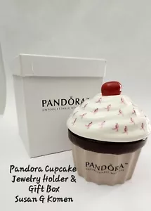 PANDORA Ceramic Cupcake Jewelry Holder Susan G. Komen Unforgettable Moments - Picture 1 of 7