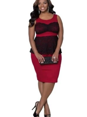 Vestido para mujer Kiyonna talla grande dama en encaje peplum nuevo con etiquetas Foto 1 de 4