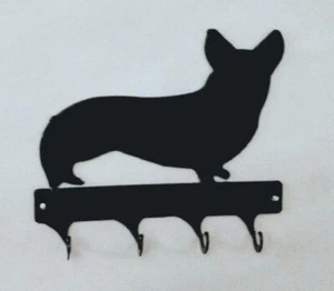 Corgi 4 Hook Leash or Key Holder Black Wrought Iron Look Made in USA - Picture 1 of 1