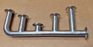 Morsetto trifoglio collettore 6 porte su raccordi lavabili sanitari inox - Foto 1 di 6