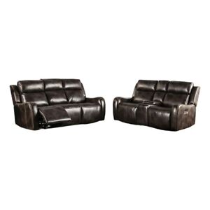 Halo 79 Inch Power Recliner Sofa Tilting Back Brown Faux Leather USB