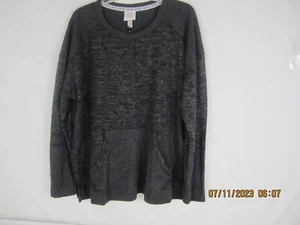 Women's Knox Rose Charcoal Gray Long Sleeve Front Pocket Sweater XXL - Picture 1 of 15