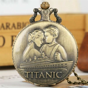 Bronze Analog Taschenuhren Quarz Herren Frauen Retro Anhänger Kette Full Hunter - Bild 1 von 20