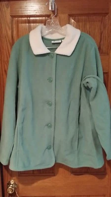  Chaqueta Denim & Co. Polar Abotonada Frontal XL Verde A218775 ¡NUEVA! Foto 1 de 2