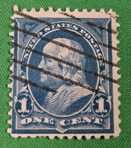 2 USA 1894 Benjamin Franklin Blue 1c Rare- 127 Years Old! 1895 Postmark - Picture 1 of 10