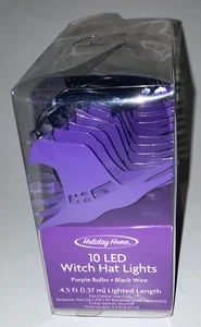 Holiday Home 10 LED Witch Hat Lights-Purple Bulbs/Black Wire 4.5 ft - Picture 1 of 6