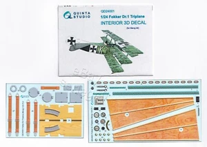 QD24001 Quinta Studio 1:24 Fokker Dr.1 Triplane Interior 3D Decal for Meng kit - Imagen 1 de 14