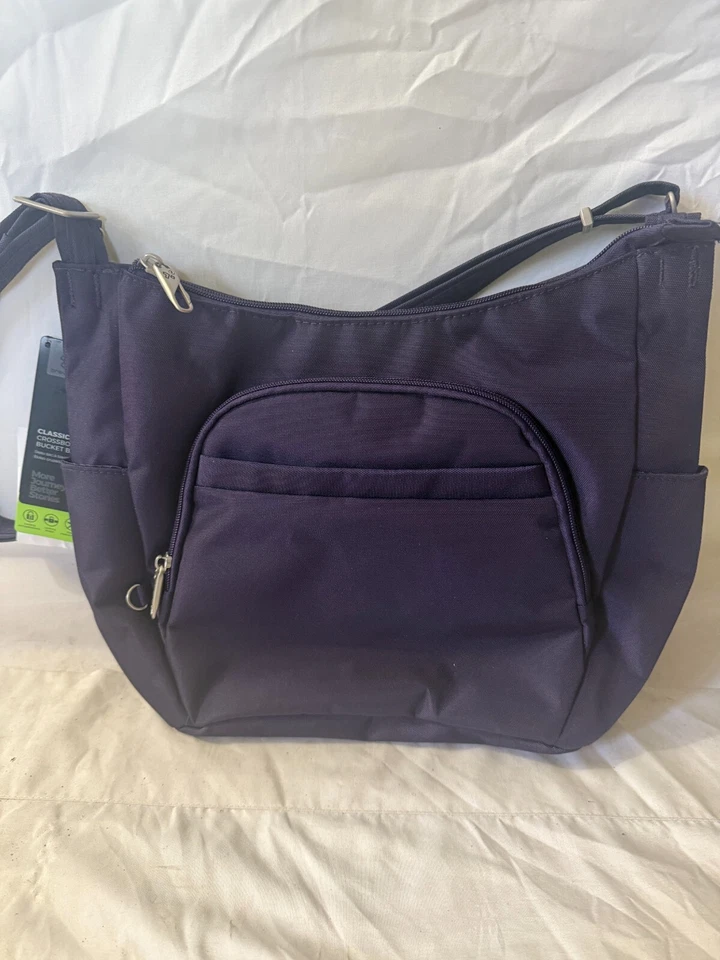 Travelon Anti-theft Classic Crossbody Bucket Bag Purple 42757