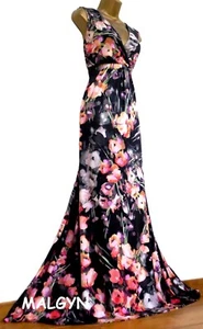 MONSOON ✩ STUNNING GEISHA ORANGE BLACK FLORAL STRETCH MAXI SUMMER DRESS ✩ UK 14 - Picture 1 of 4