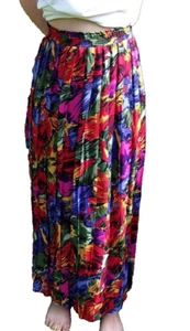 Neu mit Etikett Vintage 1980er Clifford & Willis geblümter Plisseerock volle Länge Damengröße 14 - Bild 1 von 9