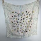 Vtg 60s Carol Stanley Rayon Silk City Park Birds Houses Japan Stain & Stretched