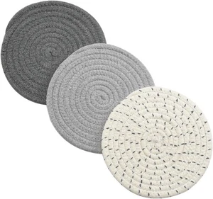 Juego de remaches 100 % algodón puro tejido de hilo Hot Pot Holders gris - Imagen 1 de 8