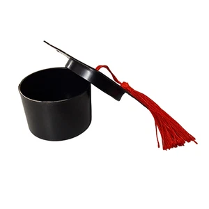 24 Pezzi Cappello Berretto Laurea Nero con Nappe rosso Scatole Bomboniera - Foto 1 di 3