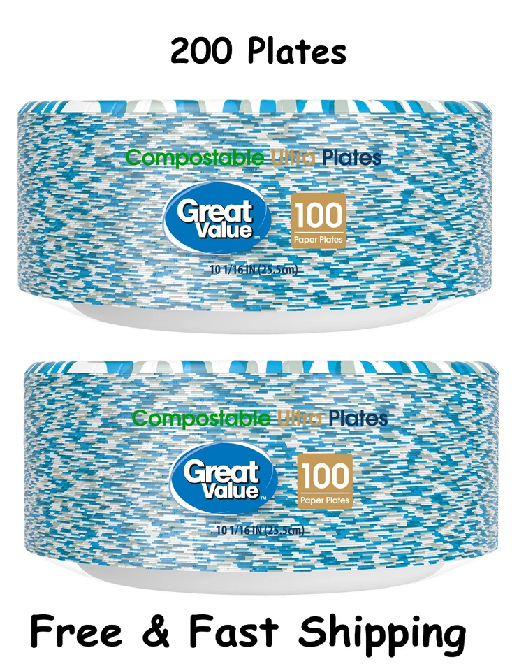 Platos de papel ultra de gran valor, 10”, blancos, 200 unidades Foto 1 de 2