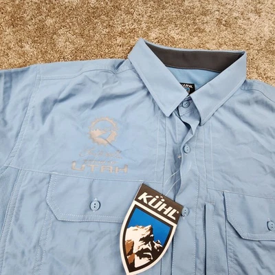 Camisa de mujer Kuhl azul con botones en la espalda manga larga L Larry Miller logotipo UTAH NUEVA CON ETIQUETAS Foto 1 de 4