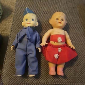 Vtg ARMY Doll Effanbee MICKEY Molded HatPlastic 11" Boy Military & 10"Doll Girl - Picture 1 of 22