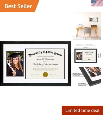 Marco Diploma 11x18 con vidrio resistente a roturas perfecto para 8,5x11 y 5x7 P... Foto 1 de 4