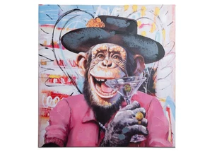 Formano Wandbild Affe mit Hut Cocktail 50x50 Keilrahmen bunt Bild Deko Geschenk - Bild 1 von 1