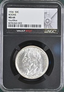 1936 Boone Commemorative Half Dollar 50C NGC MS64 GREAT CONDITION! BX10-7 - Picture 1 of 2