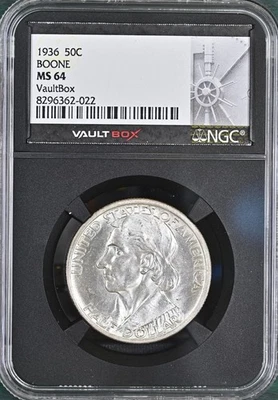 1936 Boone Commemorative Half Dollar 50C NGC MS64 GREAT CONDITION! BX10-7 - Image 1 of 2