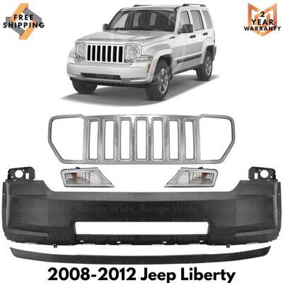 Front Bumper Cover Fascia Paintable & Grille Assembly For 2008-2012 Jeep Liberty - Изображение 1 из 4